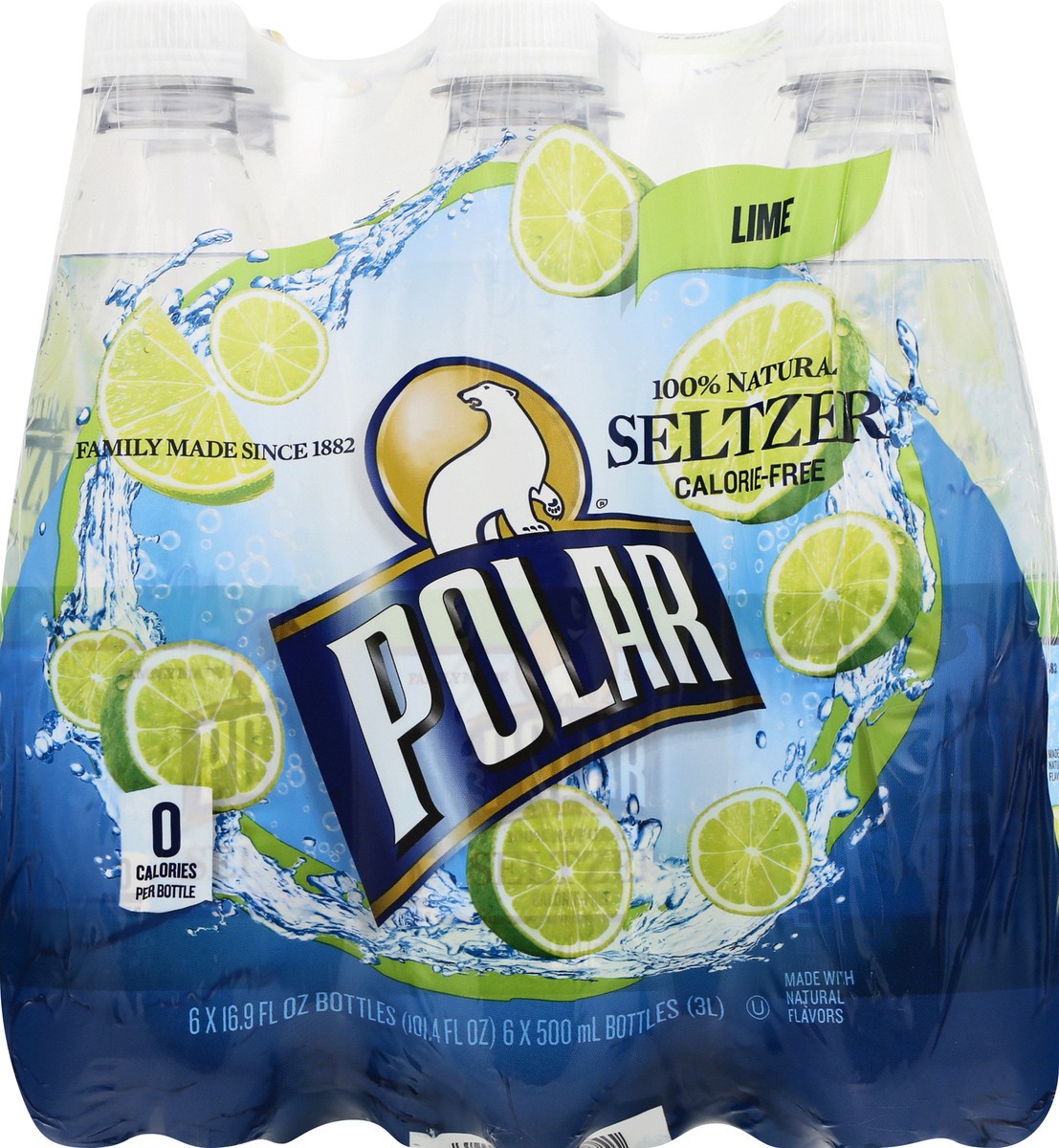 slide 10 of 13, Polar 100% Natural Lime Seltzer - 6 ct, 6 ct