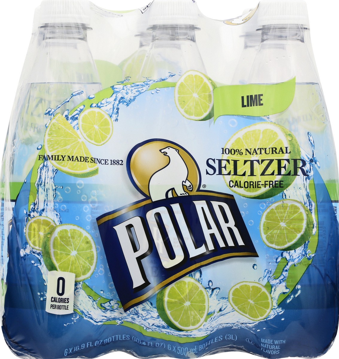 slide 6 of 13, Polar 100% Natural Lime Seltzer - 6 ct, 6 ct