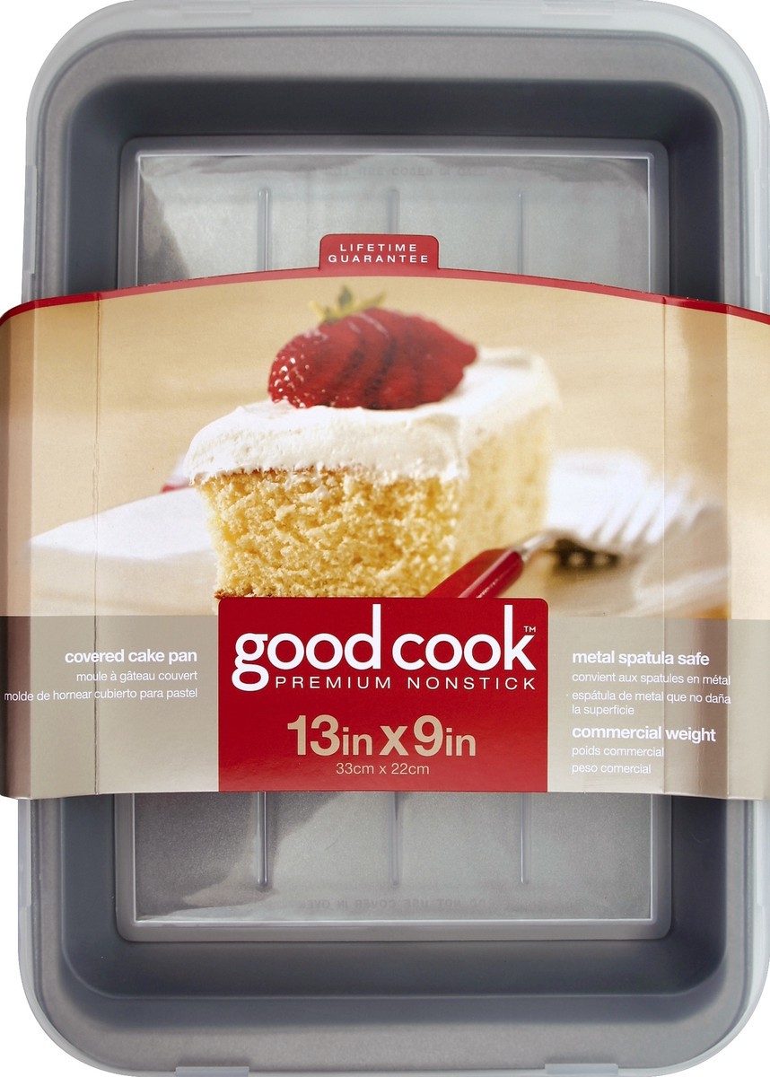 slide 1 of 4, Good Cook Nonstick 9" x 13" Cake Pan with Cover, 1 ct