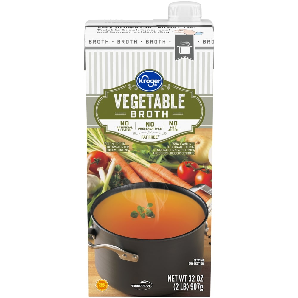 slide 1 of 1, Kroger Fat Free Vegetable Broth, 32 oz