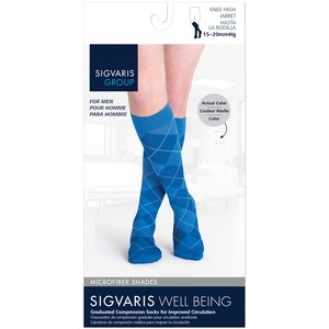 slide 1 of 1, SIGVARIS Men's MICROFIBER SHADES 183 Calf 15-20mmHgSize A Royal Blue Argyle, 1 ct
