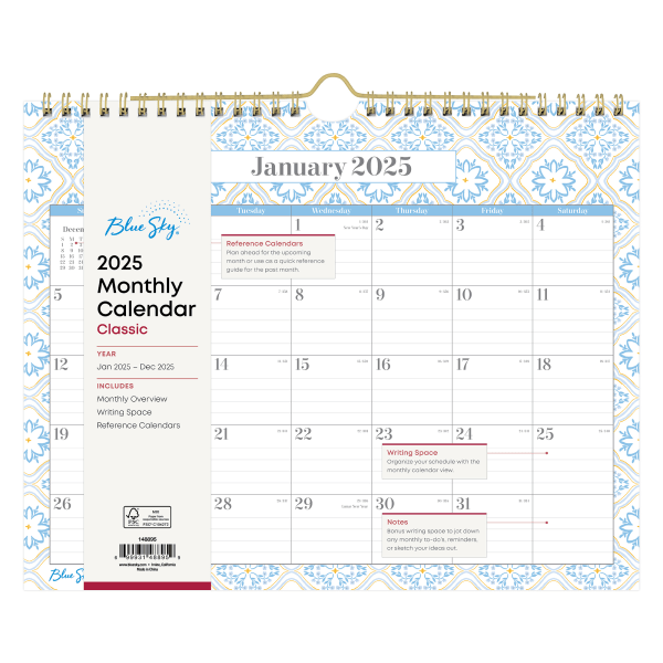 slide 2 of 2, 2025 Blue Sky Monthly Wall Calendar, 11"" X 8-3/4"", Delancy, January To December, 148895, 1 ct