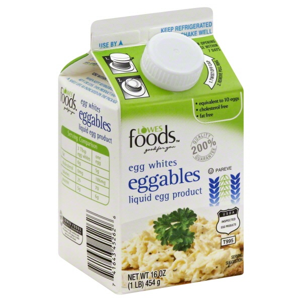 slide 1 of 1, Lowes Foods Egg Whites Eggables Liquid Egg Product, 16 oz