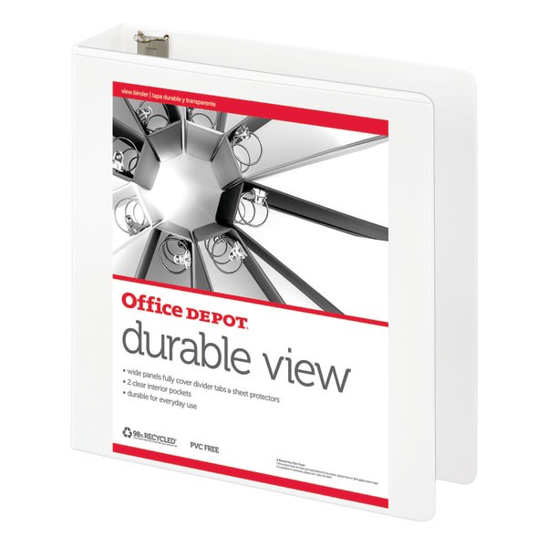 slide 5 of 5, Office Depot Durable View Round-Ring Binder, 3'' Rings, White, 3 in