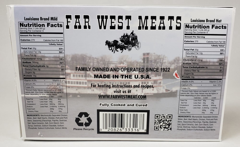 slide 2 of 2, Far West Meats Louisiana Brand Smoked Sausage, 40 oz