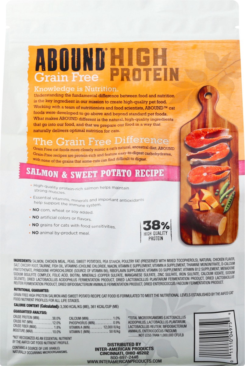 slide 5 of 9, Abound Grain Free High Protein Salmon & Sweet Potato Recipe Cat Food 48 oz, 48 oz