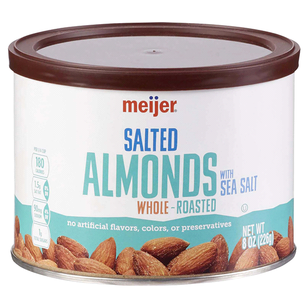 slide 1 of 5, Meijer Whole Salted Roasted Almonds, 8 oz