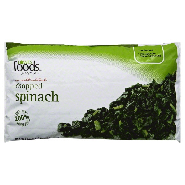 slide 1 of 1, Lowes Foods Chopped Spinach No Salt Large, 32 oz