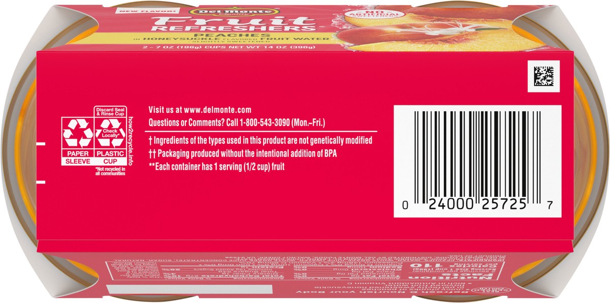 slide 2 of 7, Del Monte Delmonte Fruit Refreshers Peach Honeysuckle 2-7 oz., Cup, 2 ct