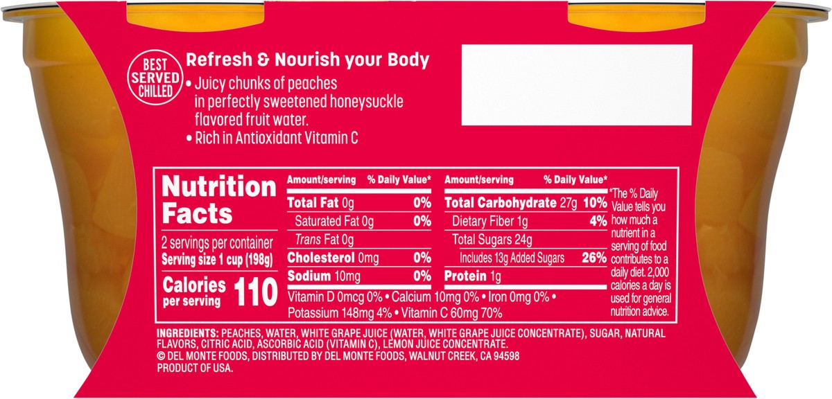 slide 3 of 7, Del Monte Delmonte Fruit Refreshers Peach Honeysuckle 2-7 oz., Cup, 2 ct