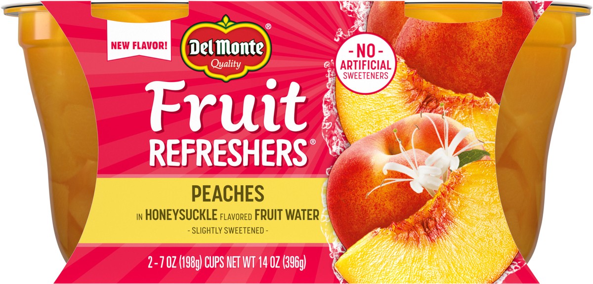 slide 4 of 7, Del Monte Delmonte Fruit Refreshers Peach Honeysuckle 2-7 oz., Cup, 2 ct