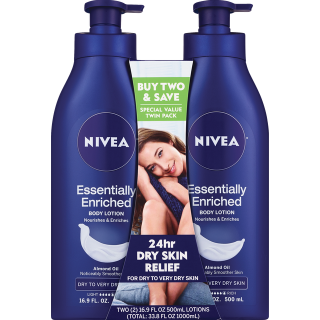 slide 1 of 1, Nivea Essentially Enriched Lotion Twin Pk, 1 ct