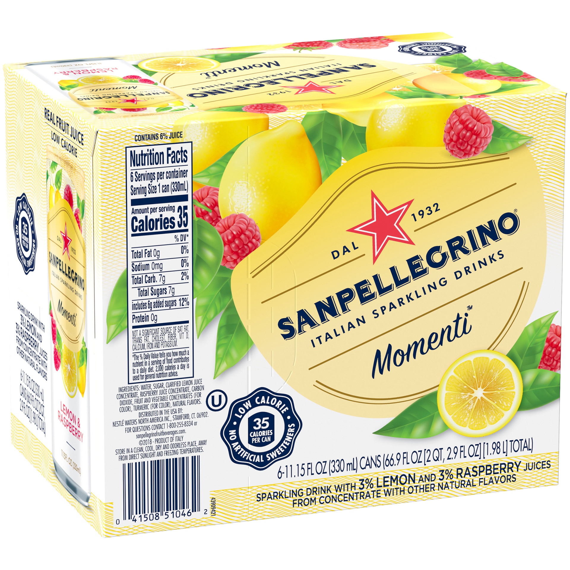 slide 2 of 8, Sanpellegrino Momenti Lemon & Red Raspberry, 8 ct