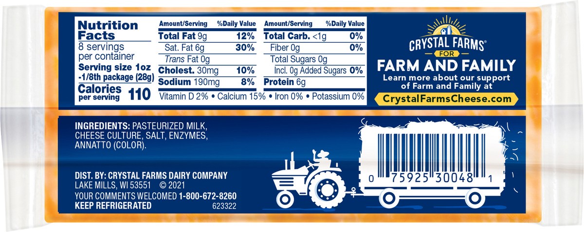 slide 5 of 6, Crystal Farms Marble Cheddar, 1 ct