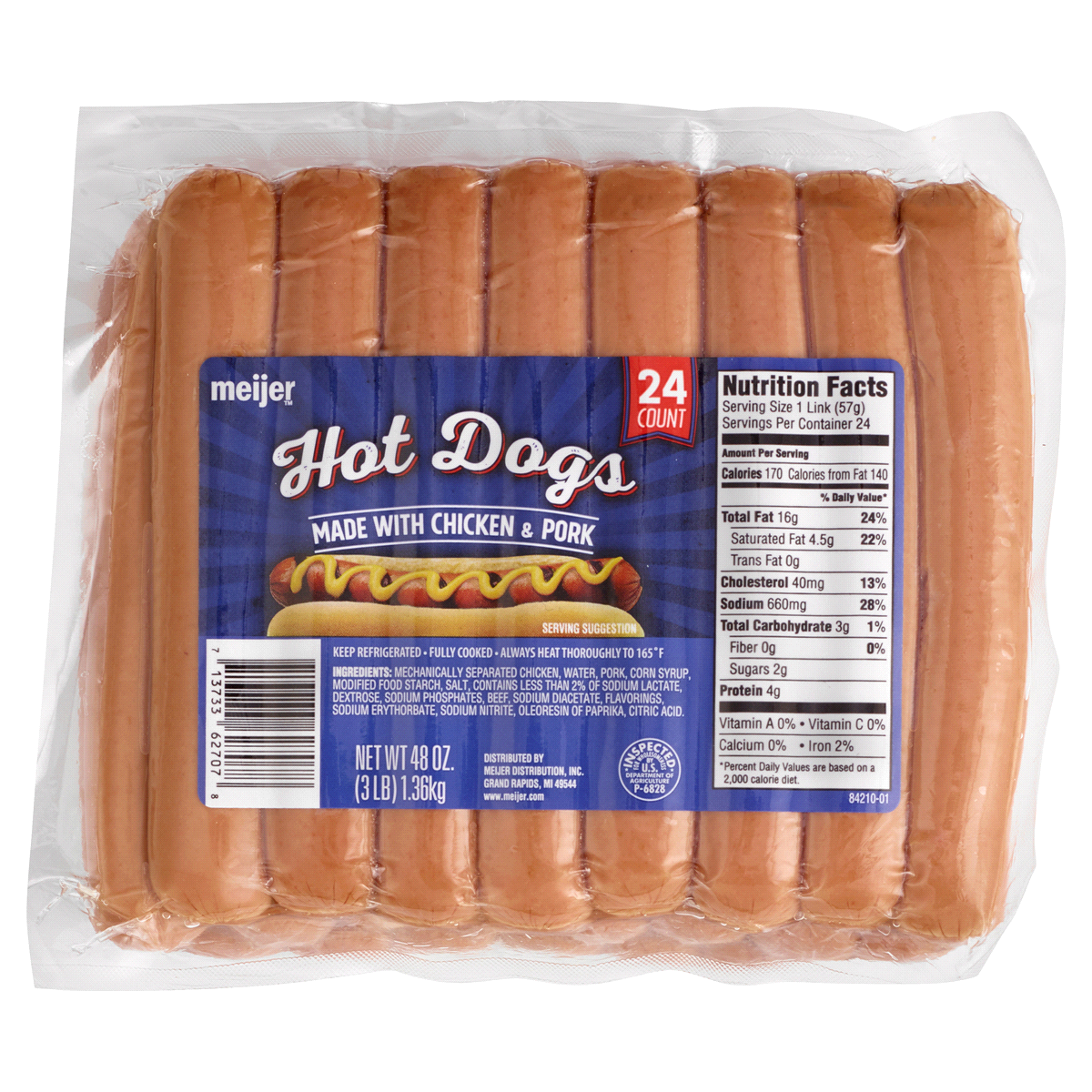 slide 1 of 1, Meijer Hot Dogs, 48 oz