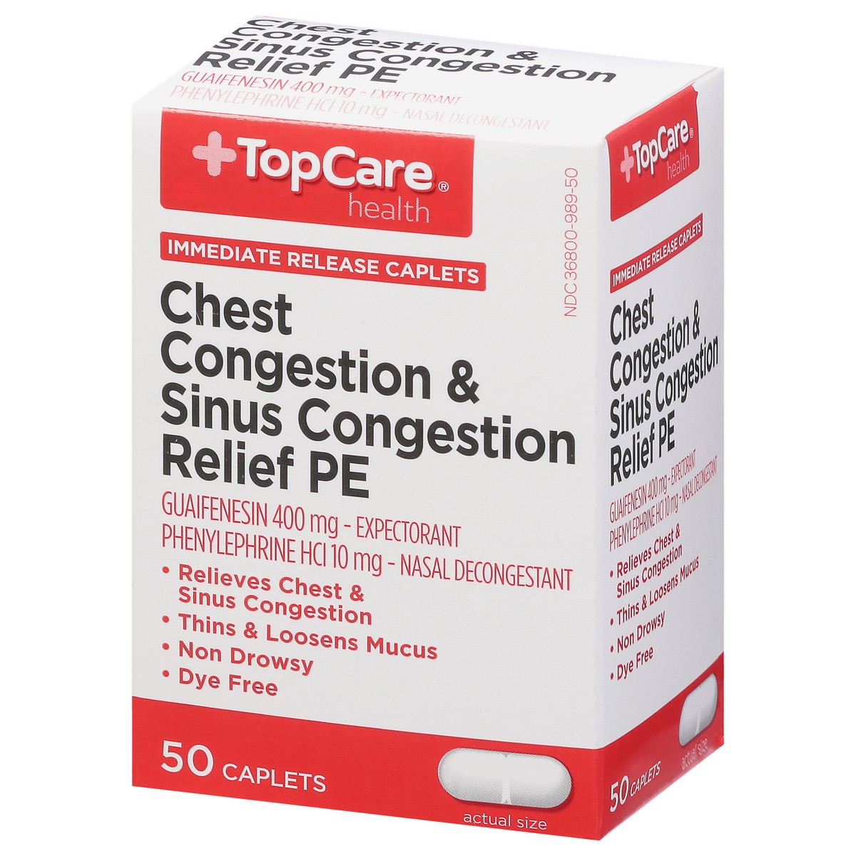 slide 5 of 9, TopCare Health Chest Congestion & Sinus Congestion Relief PE 50 Caplets, 50 ct