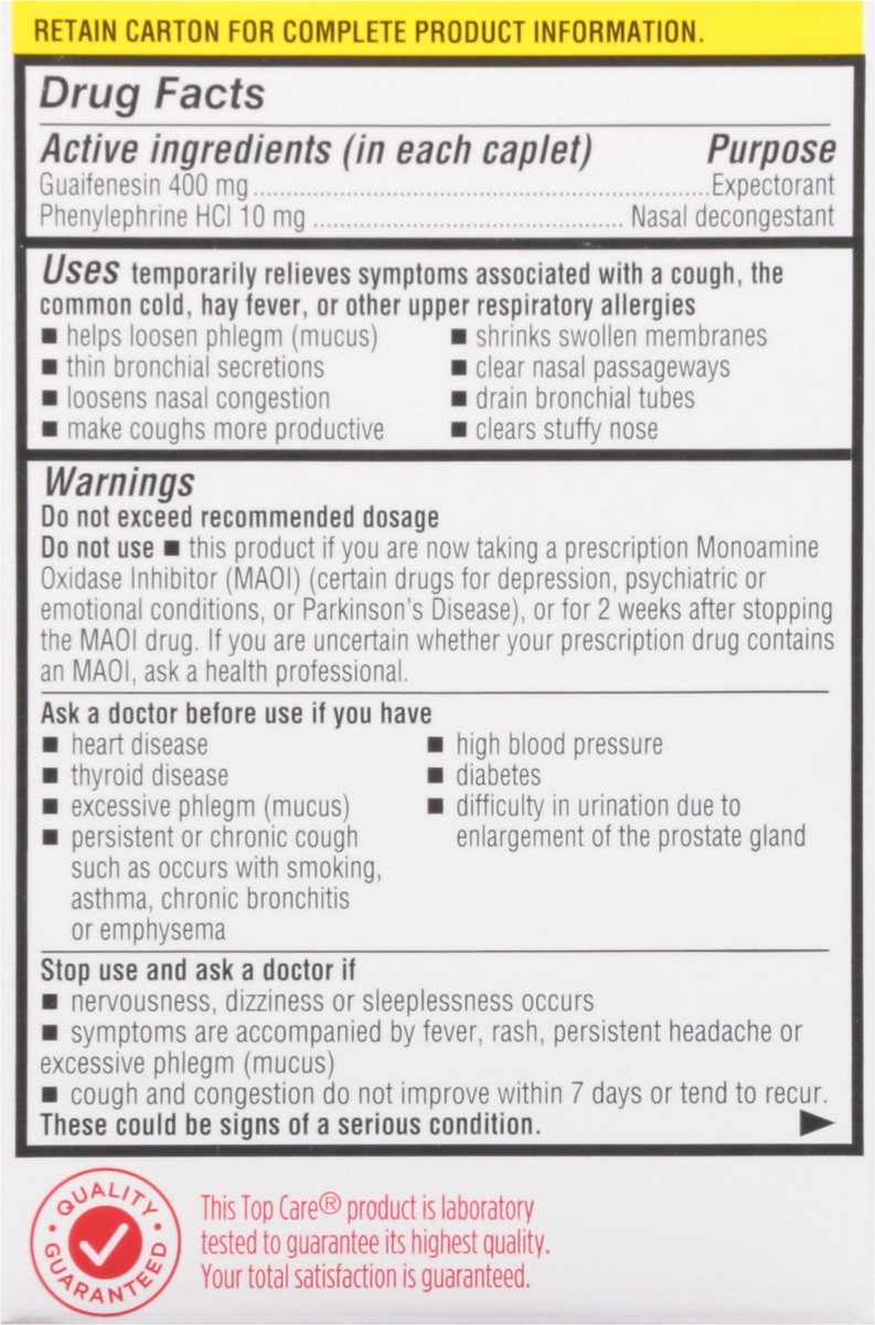 slide 9 of 9, TopCare Health Chest Congestion & Sinus Congestion Relief PE 50 Caplets, 50 ct