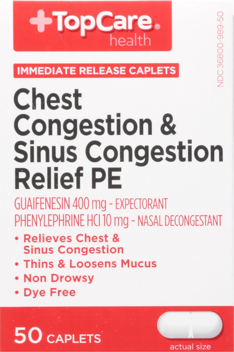 slide 4 of 9, TopCare Health Chest Congestion & Sinus Congestion Relief PE 50 Caplets, 50 ct