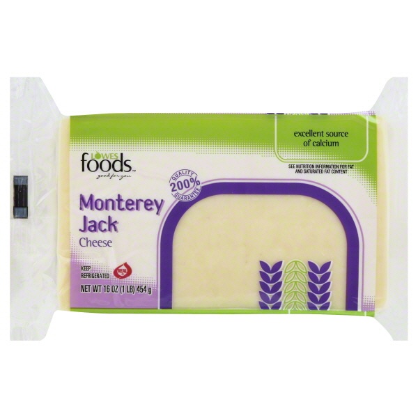 slide 1 of 1, Lowes Foods Monterey Jack Cheese Chunk, 16 oz