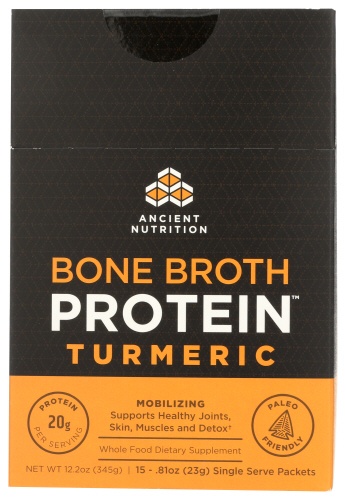 slide 1 of 1, Ancient Nutrition Bone Broth Protein, Turmeric, 11.7 oz