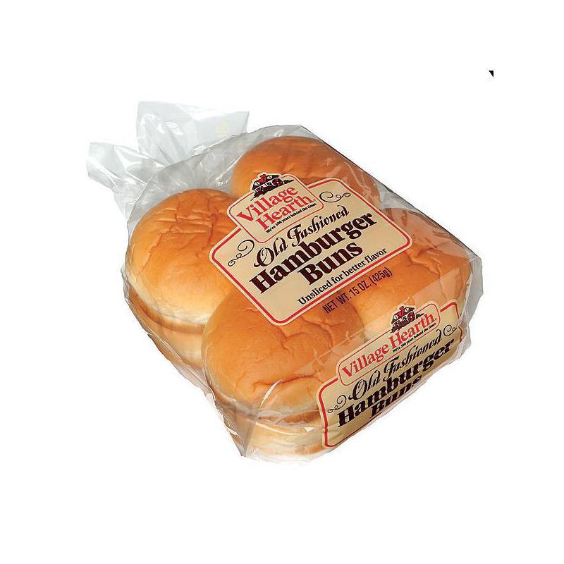 slide 4 of 4, Village Hearth Old Fashioned Hamburger Buns 15 oz, 15 oz
