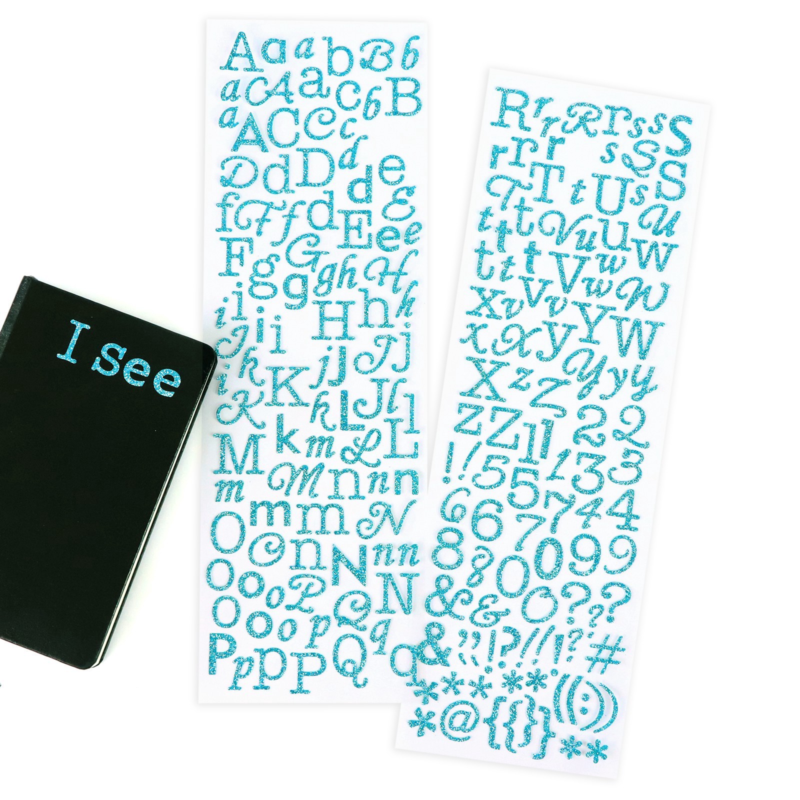 slide 5 of 5, Teal Glitter Alphabet Stickers By Recollections, 3.93 in x 12 in