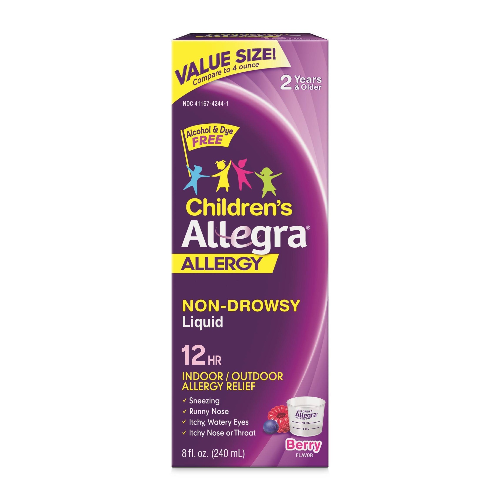 slide 1 of 2, Allegra Children's 12 Hour Allergy Relief Oral Suspension - Berry Flavor, 8 fl oz