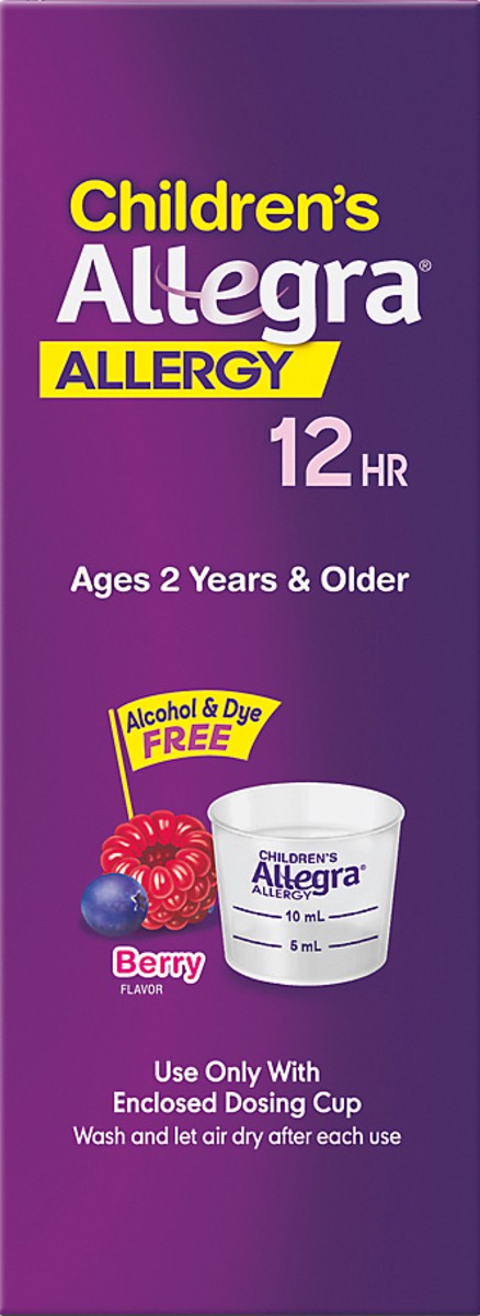 slide 3 of 9, Allegra Value Size Liquid 12 Hr Non-Drowsy Children's Berry Flavor Allergy 8 oz, 8 oz