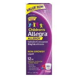 Allegra Value Size Liquid 12 Hr Non-Drowsy Children's Berry Flavor Allergy 8 oz