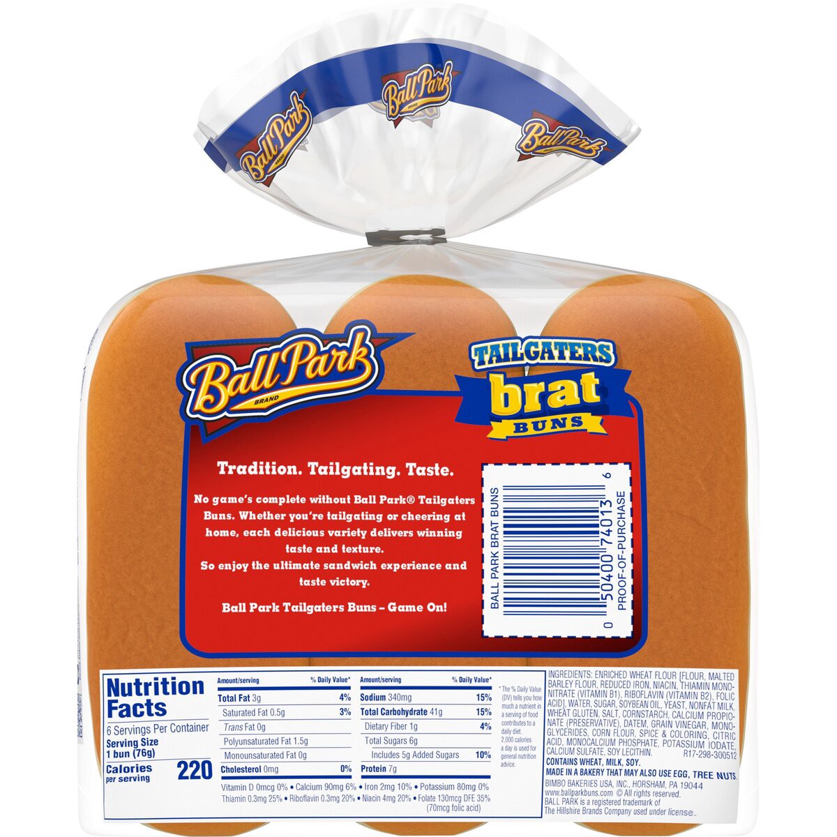 slide 6 of 6, Ball Park Tailgaters Brat Buns 6 Ct 16 oz, 13 oz