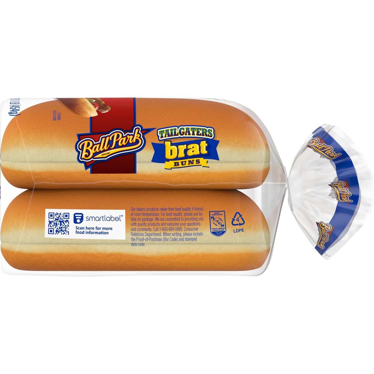 slide 4 of 6, Ball Park Tailgaters Brat Buns 6 Ct 16 oz, 13 oz