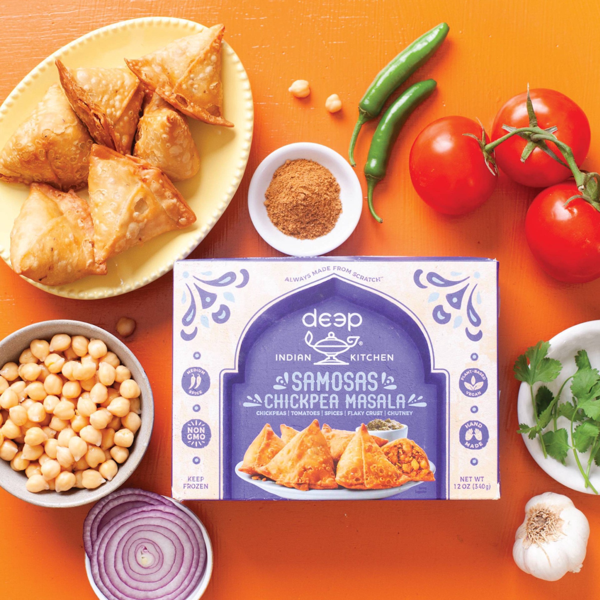 slide 2 of 5, Deep Samosas, Chickpea Masala, 12 oz