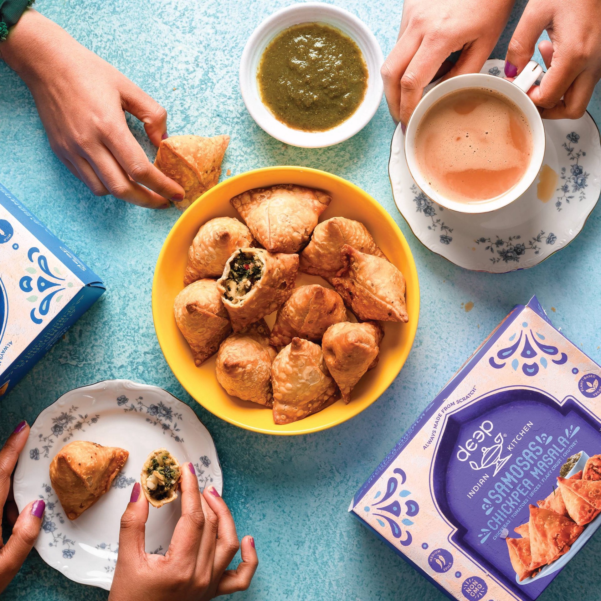 slide 4 of 5, Deep Samosas, Chickpea Masala, 12 oz