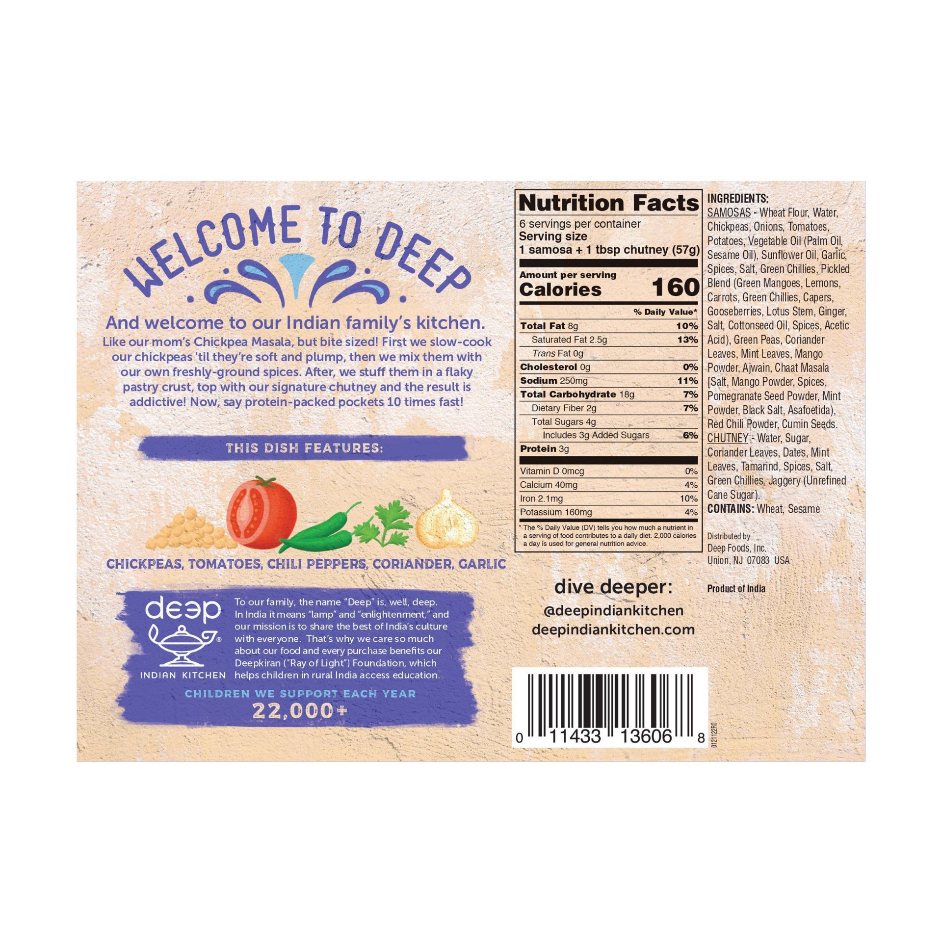 slide 3 of 5, Deep Samosas, Chickpea Masala, 12 oz
