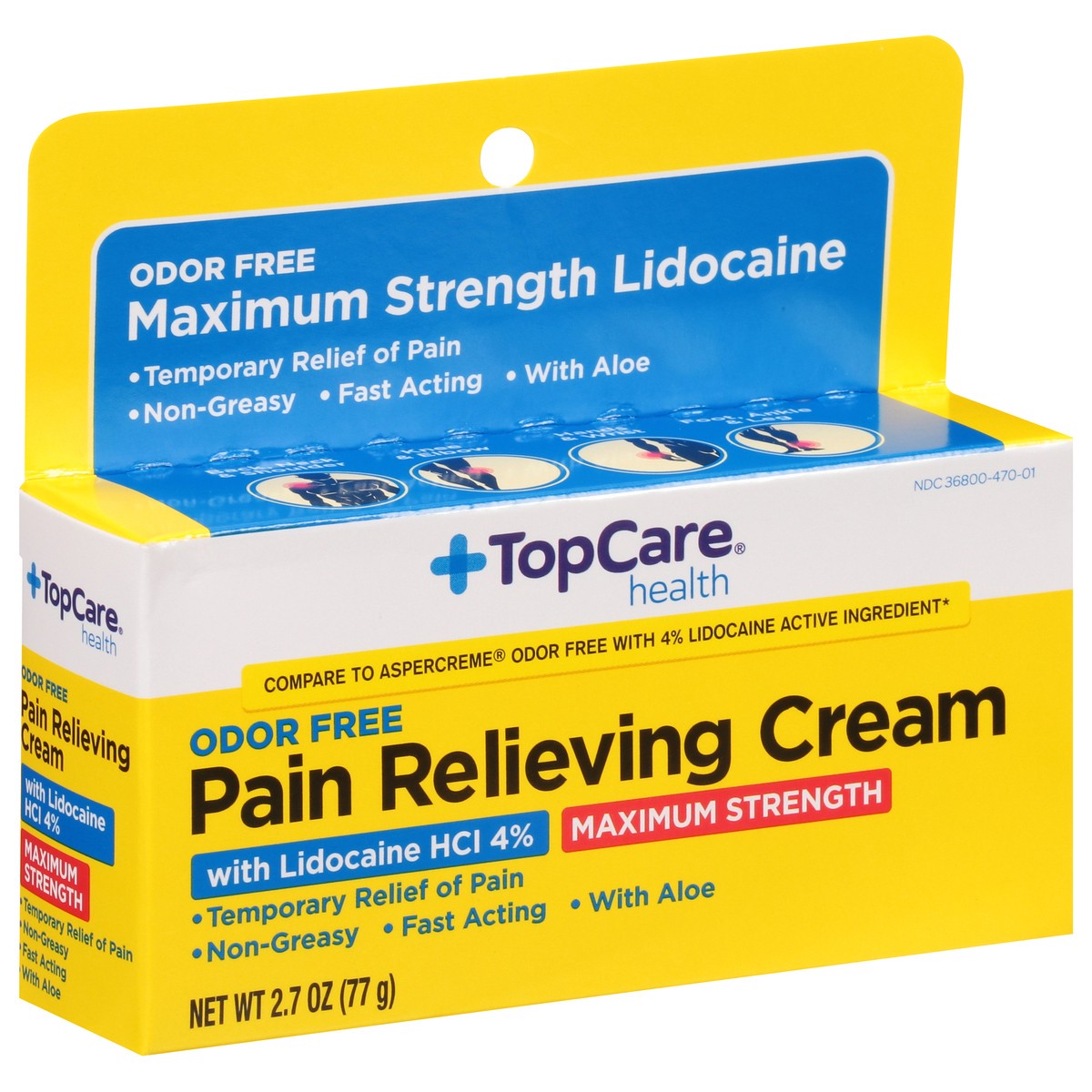 slide 4 of 9, TopCare Health Odor Free Maximum Strength Pain Relieving Cream with Lidocaine HCl 4% 2.7 oz, 2.7 oz