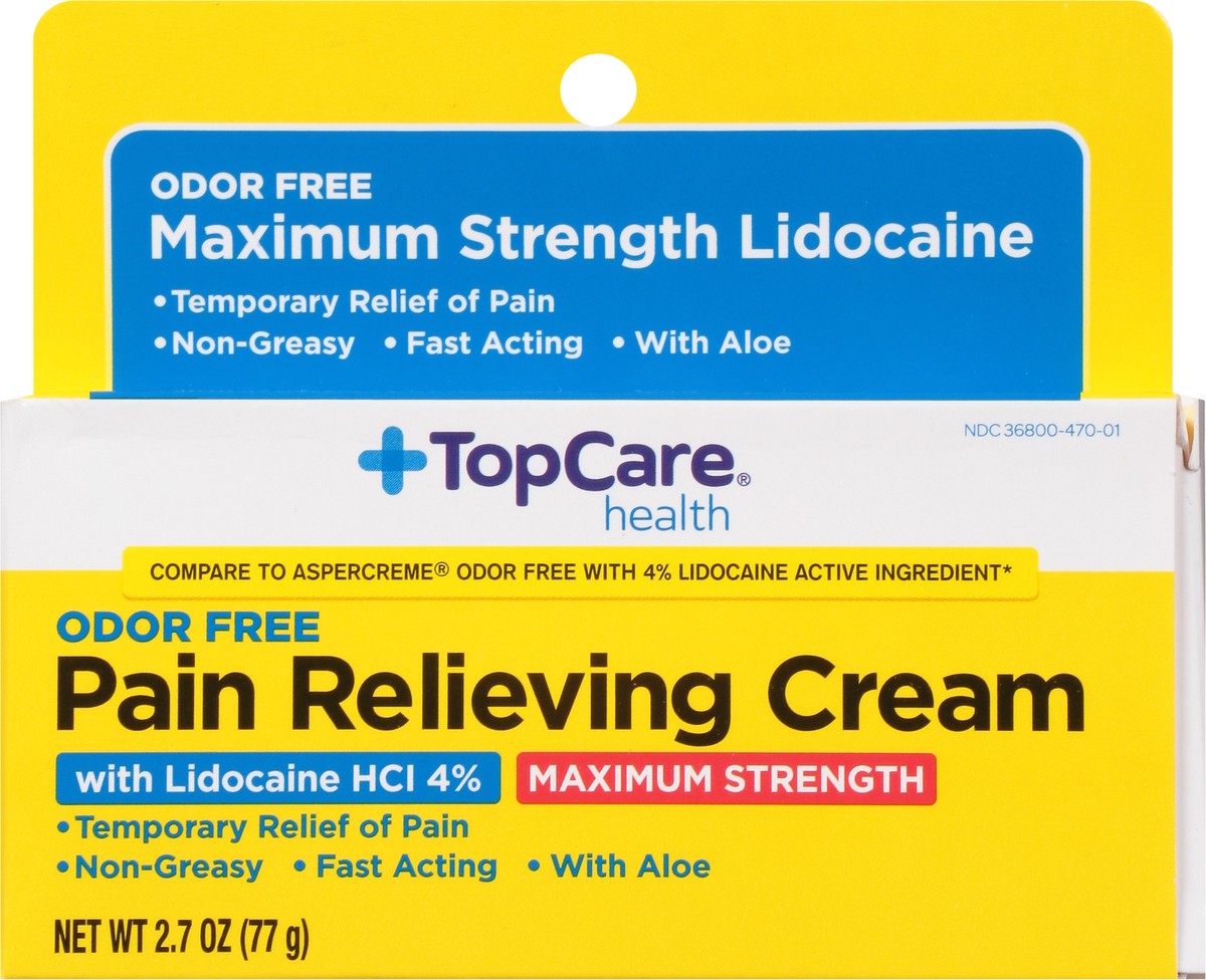 slide 2 of 9, TopCare Health Odor Free Maximum Strength Pain Relieving Cream with Lidocaine HCl 4% 2.7 oz, 2.7 oz