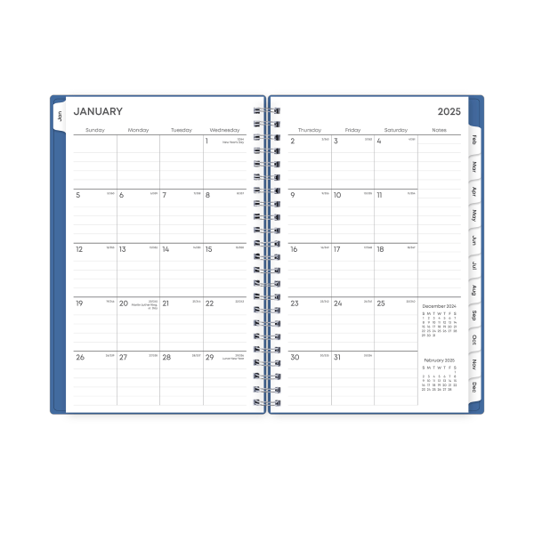 slide 4 of 7, 2025 Blue Sky Weekly/Monthly Planning Calendar, 5"" X 8"", Solid Azure, January To December, 148913, 1 ct