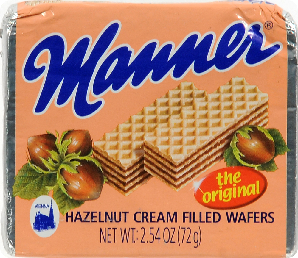 slide 1 of 2, Manner Hazelnut Cream Filled Wafers, 2.54 oz