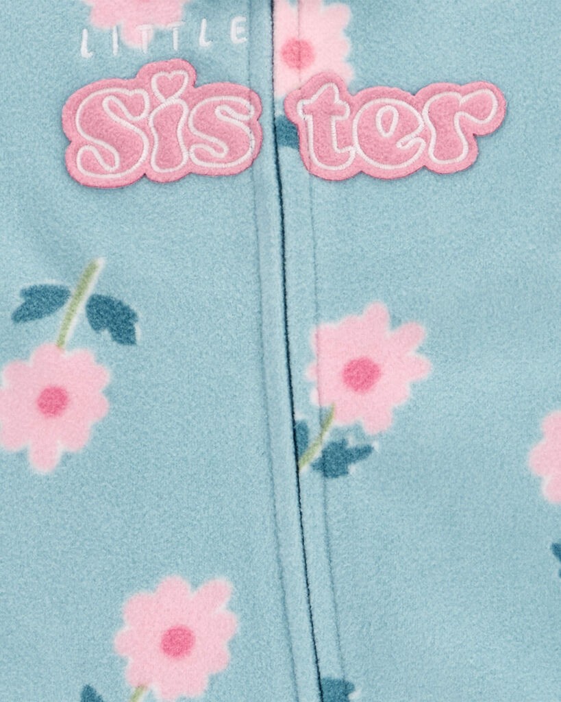slide 2 of 2, Carter's Baby Little Sister Zip-Up Fleece Footie Sleep & Play Pajamas Blue NB, 1 ct