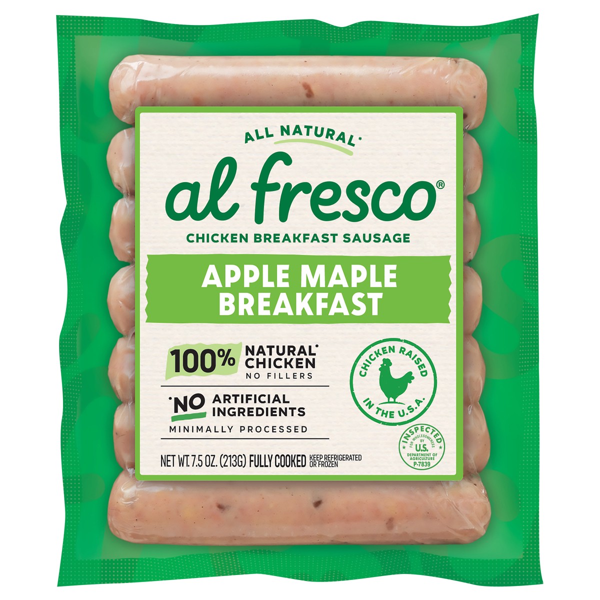 slide 1 of 10, Al Fresco All Natural Apple Maple Chicken Breakfast Sausage, 7.5 oz, 7.5 oz