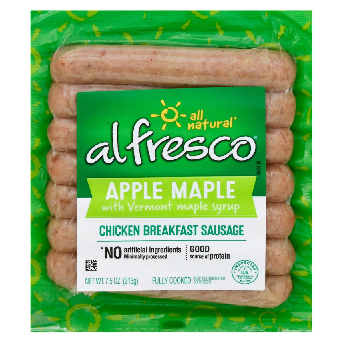 slide 1 of 10, al fresco Apple Maple Chicken Sausage, 7.5 oz