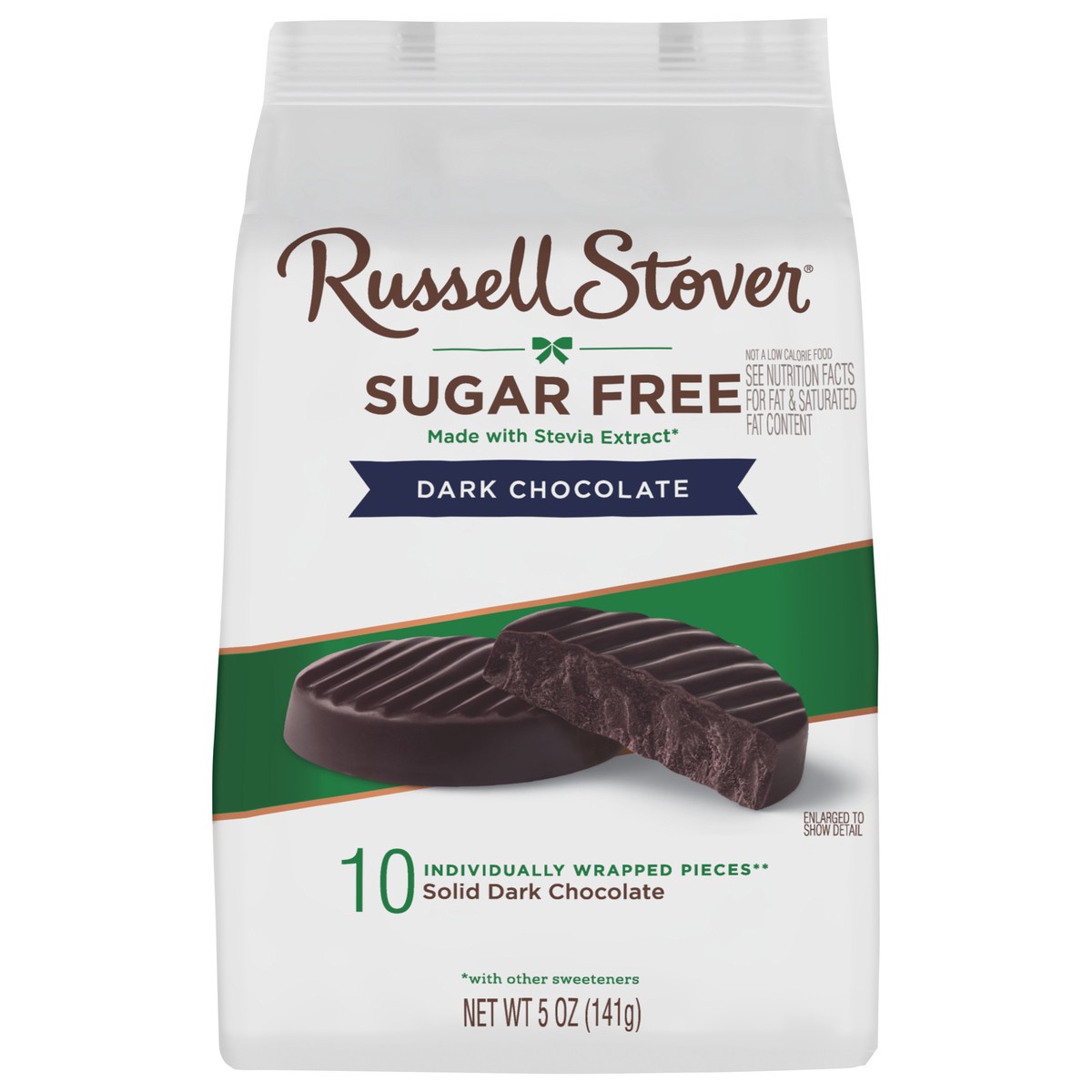 slide 1 of 12, RUSSELL STOVER Sugar Free Dark Chocolate Medallions Candy, 5 oz. bag, 10 ct