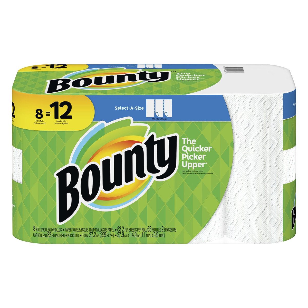 slide 1 of 2, Bounty Select-A-Size White Paper Towels, 8 ct