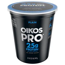 Oikos Pro 25g Protein, Plain Yogurt-Cultured Dairy Product, 32 OZ Tub
