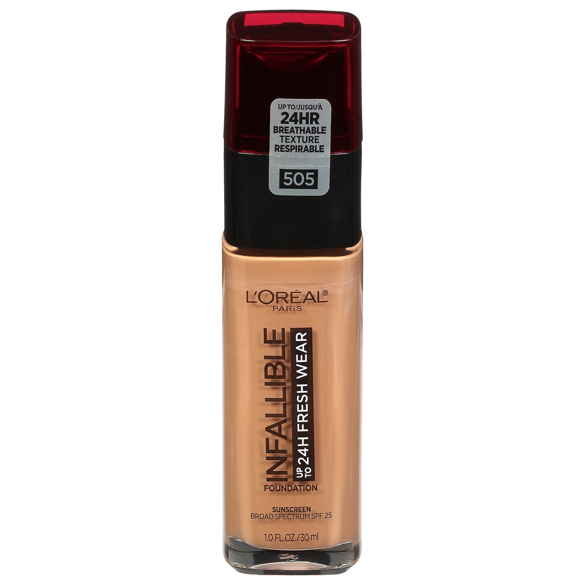 slide 1 of 1, L'Oréal Infallible Broad Spectrum SPF 25 Toffee 505 Foundation 1.0 fl oz, 1 fl oz