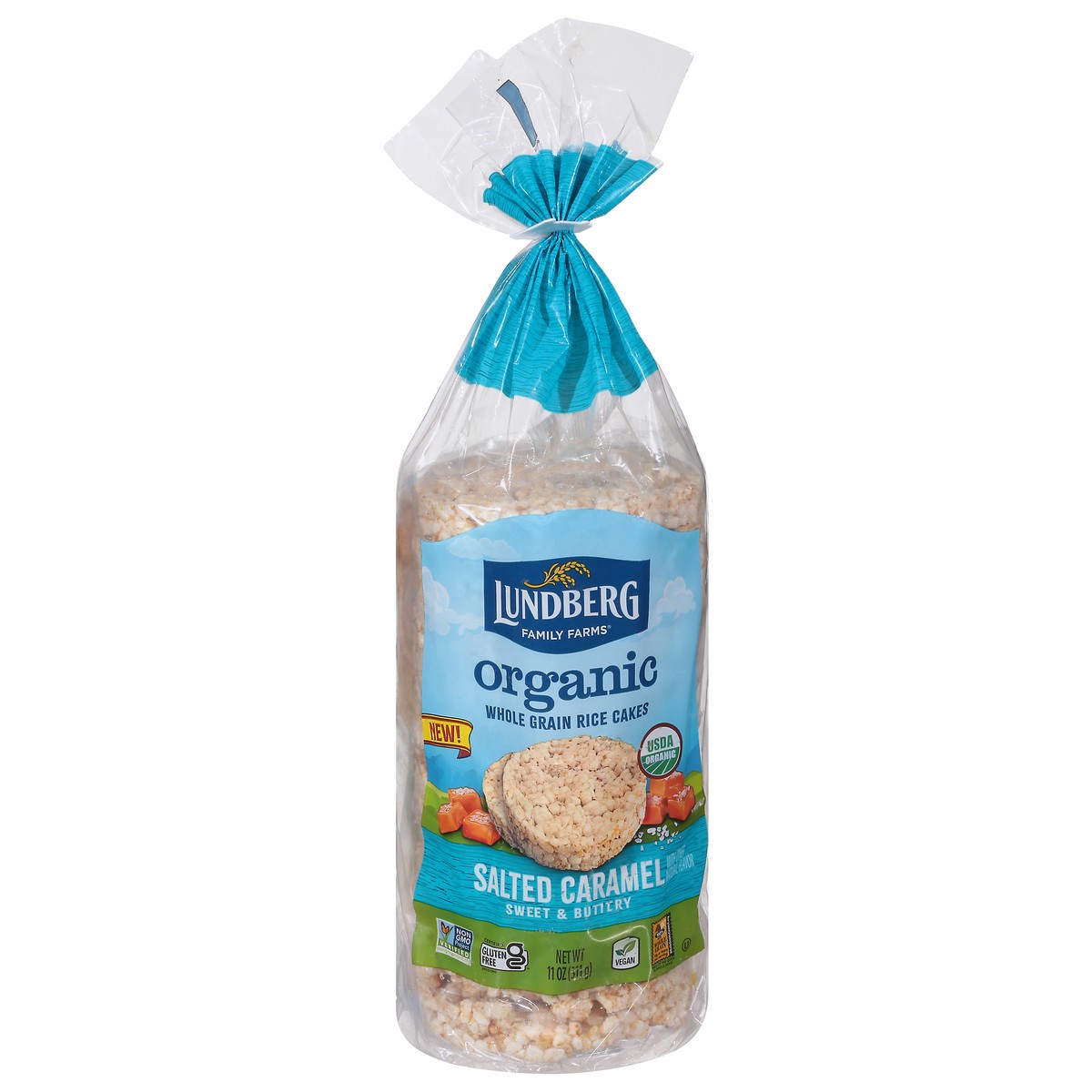 slide 1 of 1, Lundberg Family Farms Organic Whole Grain Salted Caramel Rice Cakes 11 oz, 1 ct