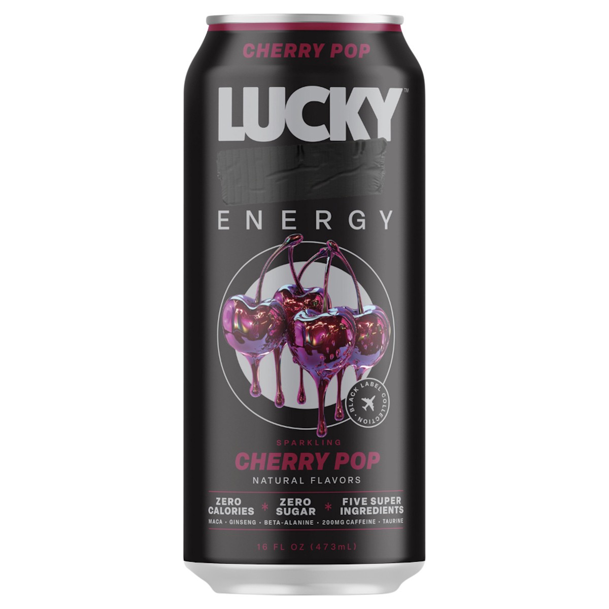 slide 2 of 2, Lucky Energy Sugar Free Energy Drinks, Cherry Pop, 16oz Can, 16 fl oz
