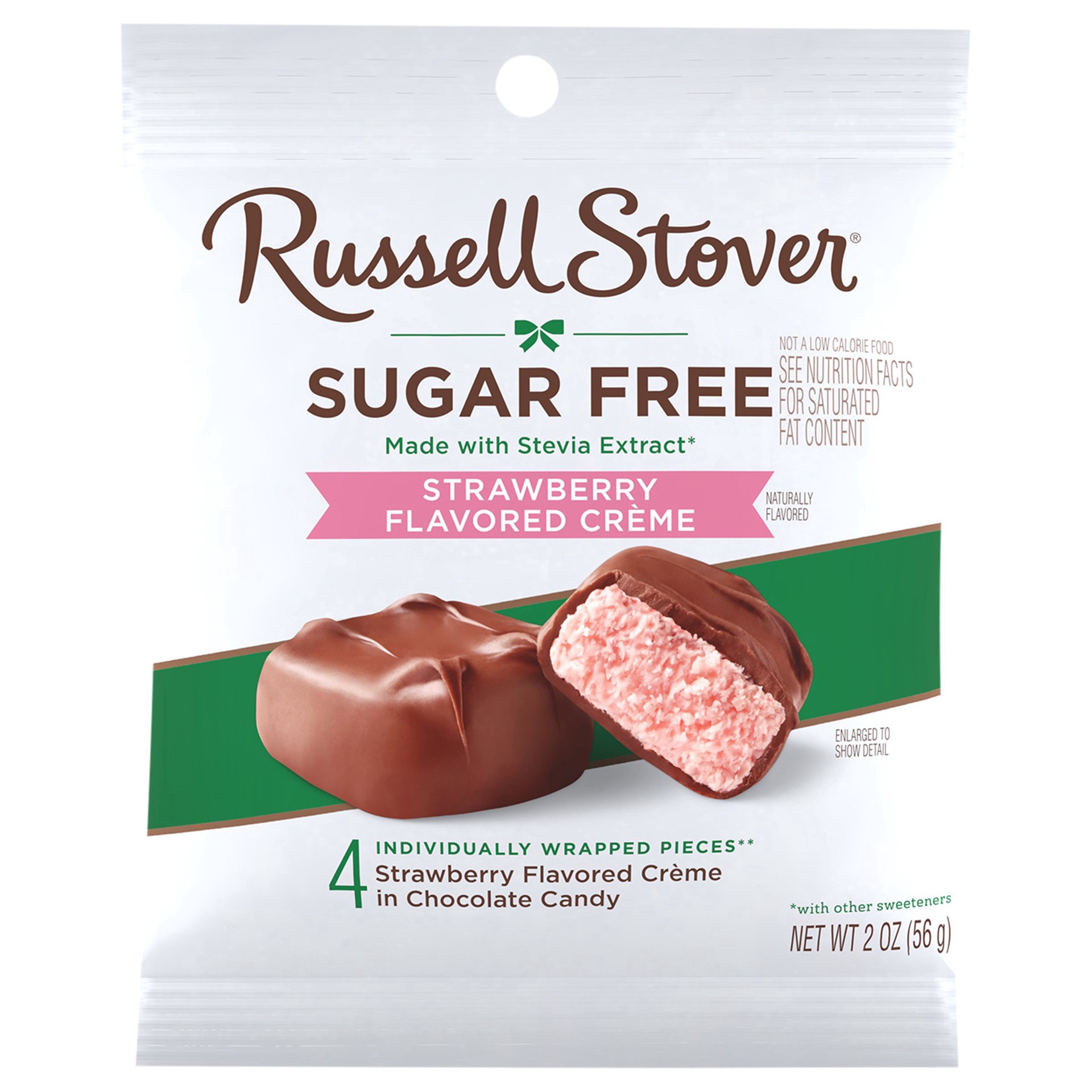 slide 1 of 1, RUSSELL STOVER Sugar Free Strawberry Flavored Crème Candy, 2 oz. bag, 2 oz