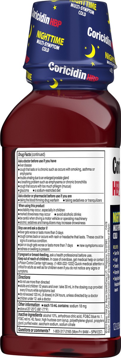 slide 6 of 8, Coricidin Nighttime Cherry Liquid Cold Medicine, 12 fl oz