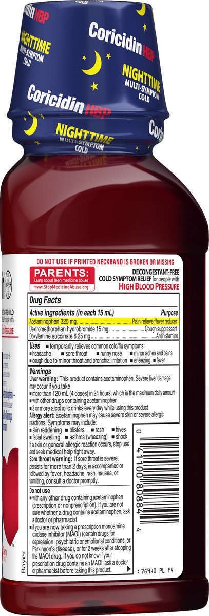 slide 7 of 8, Coricidin Nighttime Cherry Liquid Cold Medicine, 12 fl oz